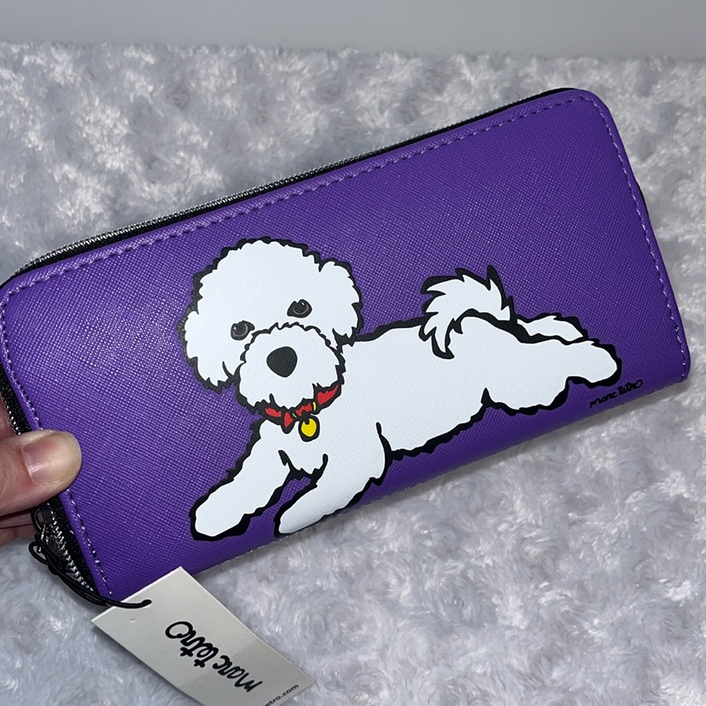 NWT! Marc Tetro Bichon Frise Long Purple Wallet